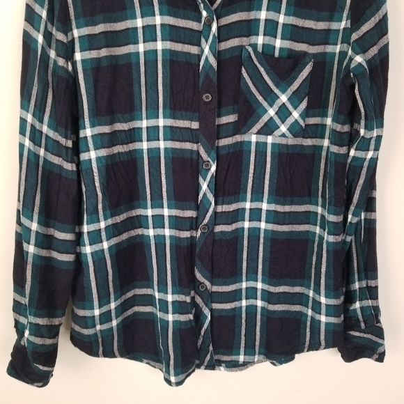 Rails Hunter Plaid Button Front Shirt Size M Mediterranean Navy - Picture 12 of 12